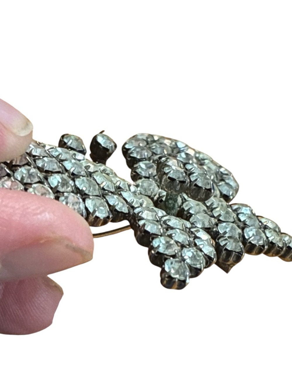 Clear Rhinestone Butterfly Brooch - Picture 3 of 5